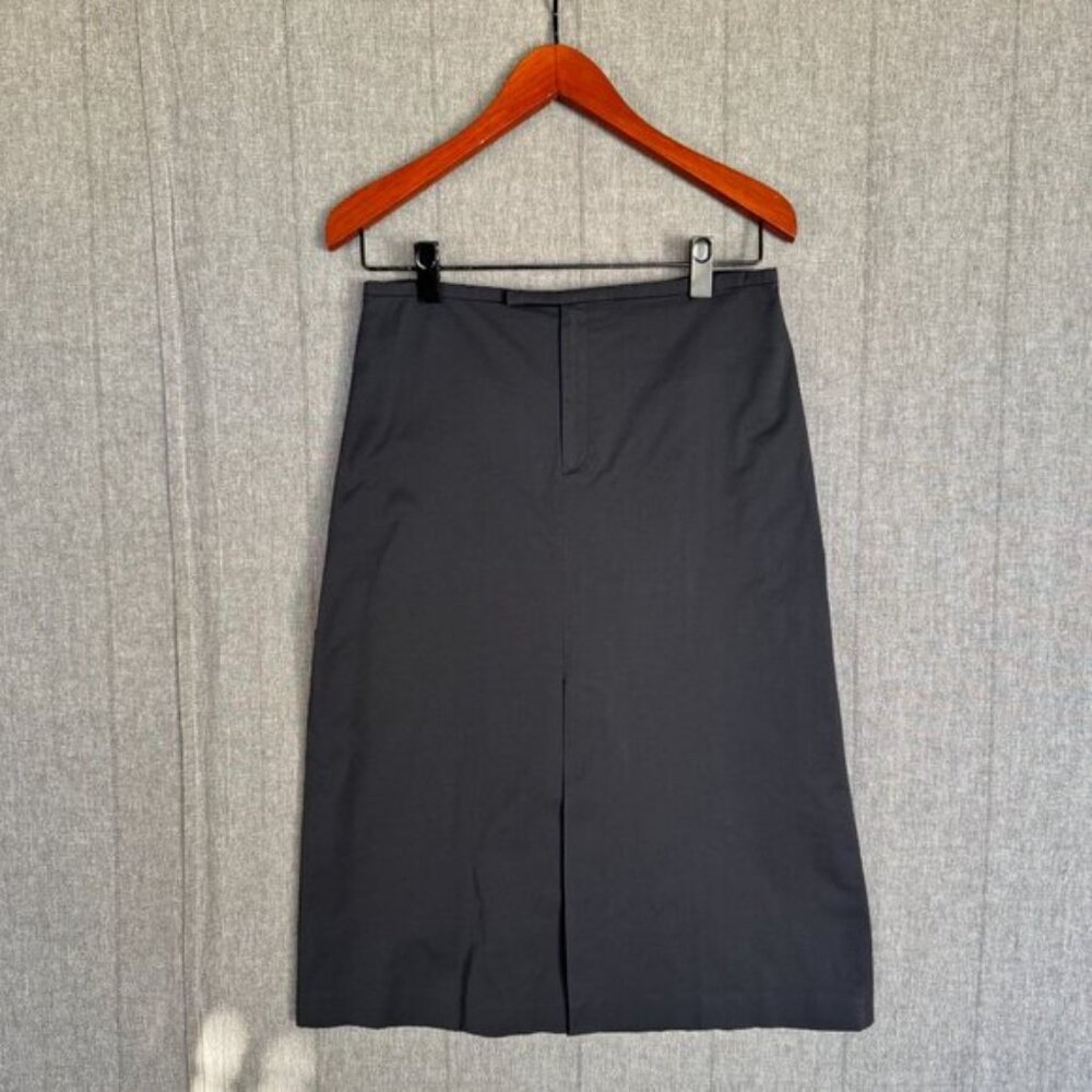 Y2K Vintage Banana Republic Black Stretch Minimalist Midi Skirt Size 10